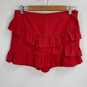 Tularosa Revolve Casey Skort Linen Blend Red Ruffle Front Medium